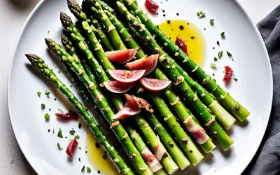 Poêlée d'asperges vertes et coppa croustillante - recette facile et rapide