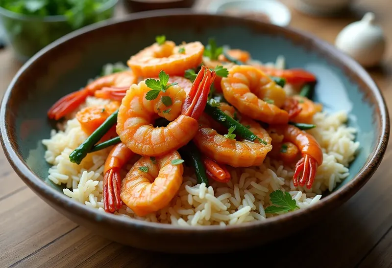 Poêlée savoureuse de fruits de mer au riz parfumé
