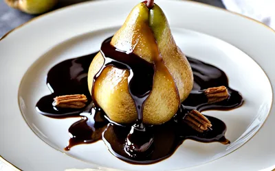 Poire caramélisée au coulis de chocolat : recette facile et gourmande