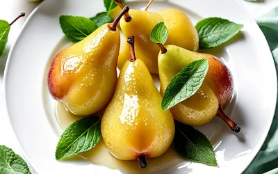 Recette facile de poires à la menthe fraîches, dessert léger et rafraîchissant
