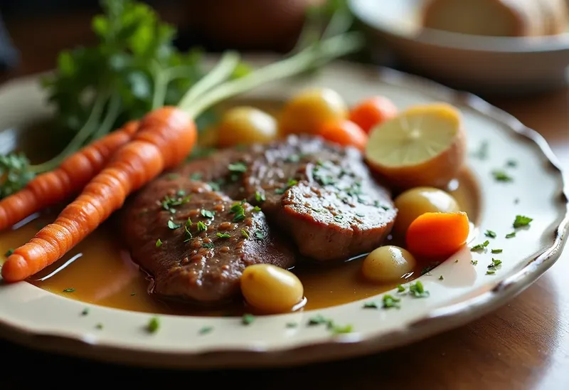 Poitrine de veau fondante aux légumes nouveaux de saison
