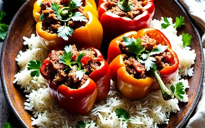 Recette facile de poivrons farcis à la roumaine au riz savoureux