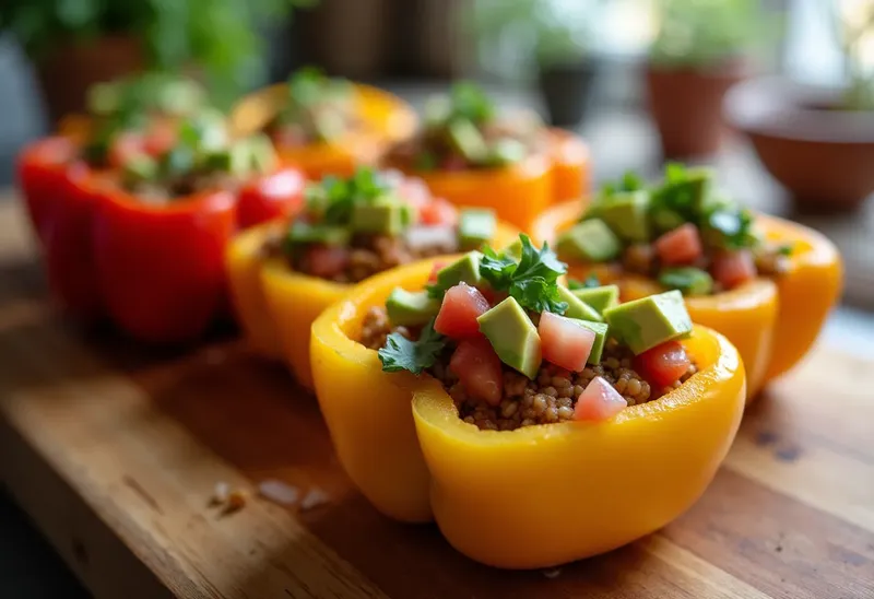 Poivrons farcis à l'avocat frais et gourmand