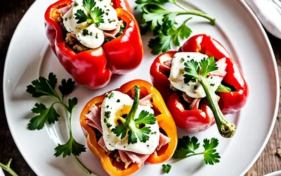 Poivrons farcis au chèvre frais et jambon blanc : recette gourmande et facile