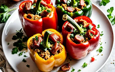 Recette facile de poivrons farcis au saucisson, plat gourmand