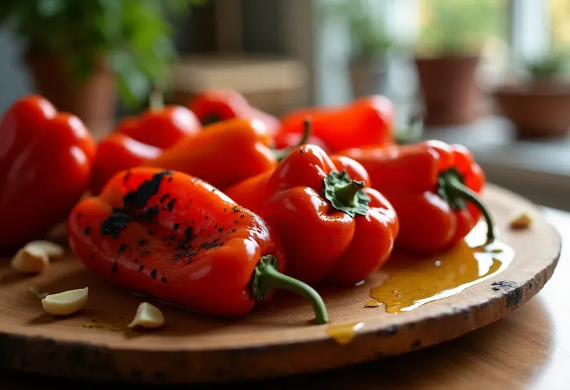 Poivrons grillés à l'huile d'olive parfumée