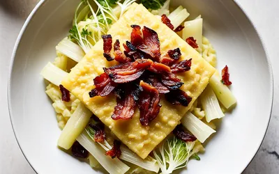 Recette facile de polenta crémeuse au chou et lardons croustillants