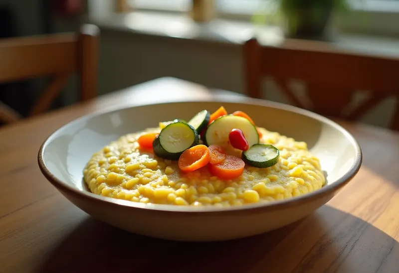 Polenta crémeuse aux petits légumes de saison