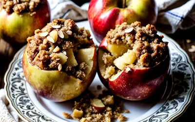 Recette facile de pommes au four farcies façon crumble croustillant