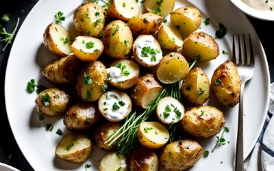Pommes de terre au four croustillantes avec sauce fraîcheur légère - recette facile et rapide