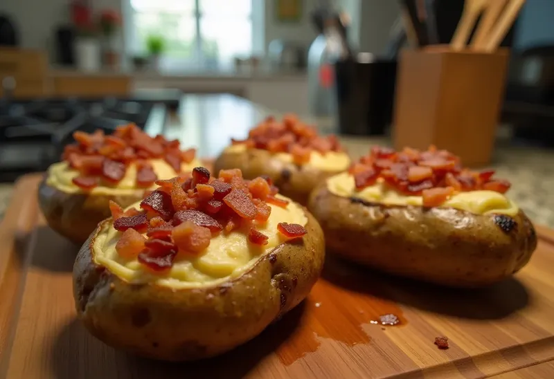 Pommes de terre farcies au lard croustillant : recette simple et savoureuse