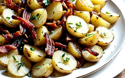 Recette facile de pommes de terre sautées aux oignons caramélisés et lard croustillant