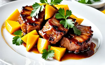 Recette facile de porc caramélisé aux mangues, plat exotique et rapide