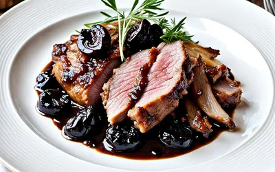 Recette facile de porc aux pruneaux avec purée d'oignons onctueuse