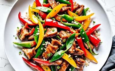 Recette facile de porc sauté aux poivrons et sauce aux huîtres