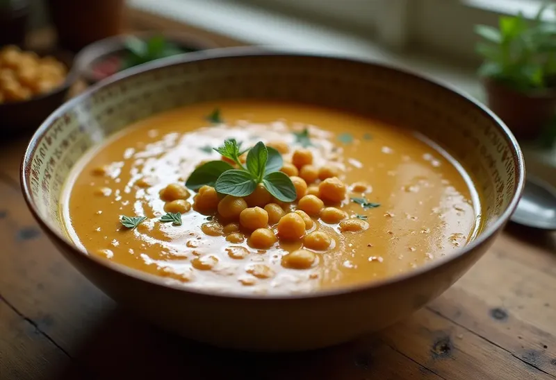 Potage crémeux de pois chiches à l'italienne du Sud