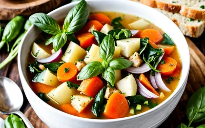 Potage de légumes au basilic frais : recette facile et rapide