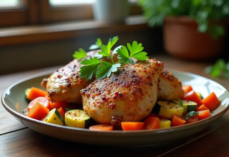 Poulet à la marocaine savoureux aux épices et légumes