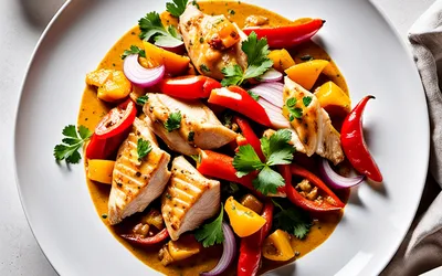 Recette facile de poulet au curry et poivrons colorés