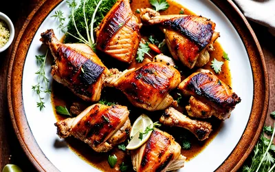 Photo de Recette authentique de poulet boucané de Guyane - saveurs fumées et épicées