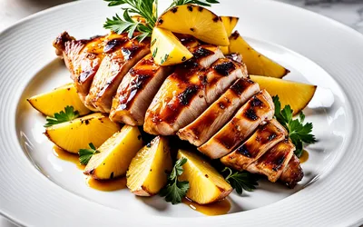 Poulet fumé à l'ananas caramélisé : recette exotique facile et rapide