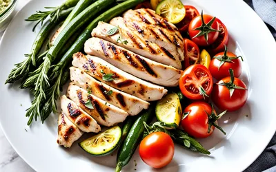 Poulet grillé aux herbes fraîches et légumes d'été - recette facile et rapide