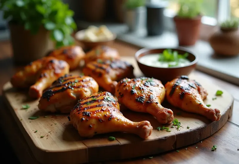 Poulet grillé mariné au yaourt et épices : recette savoureuse et facile