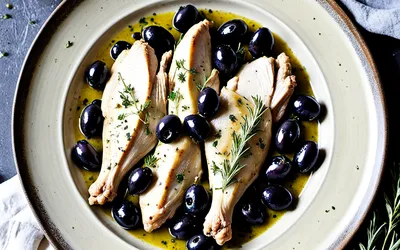 Poulet mijoté aux olives noires et citron - recette facile et savoureuse