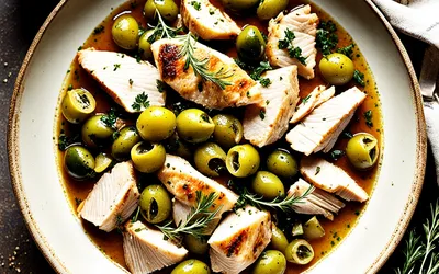 Recette facile de poulet aux olives vertes et citron confit - Saveurs méditerranéennes