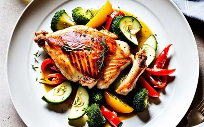Recette facile de Poulet Redresse-Mort rôti aux épices et légumes sautés