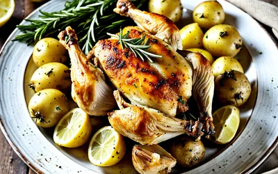 Recette facile de poulet rôti au citron et pommes de terre fondantes