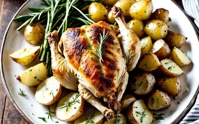 Recette facile de poulet rôti aux pommes de terre fondantes