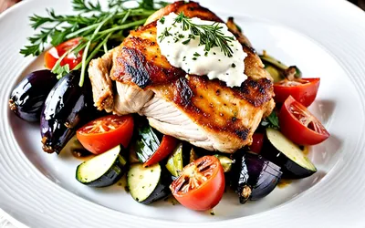 Recette facile de poulet rôti et ratatouille au chèvre fondant