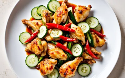 Recette facile de poulet sauté au concombre frais et épicé