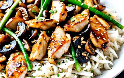 Photo de Poulet sauté au soja et champignons : recette rapide et savoureuse au wok