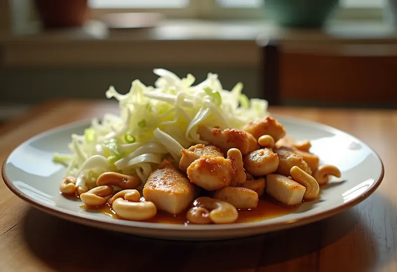 Poulet sauté aux noix de cajou et chou croquant : recette savoureuse et rapide