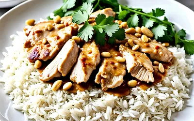 Photo de Recette facile de poulet thaï à la sauce cacahuètes onctueuse