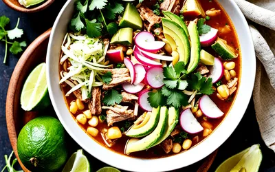 Recette authentique de Pozole mexicain traditionnel - soupe épicée au maïs et porc