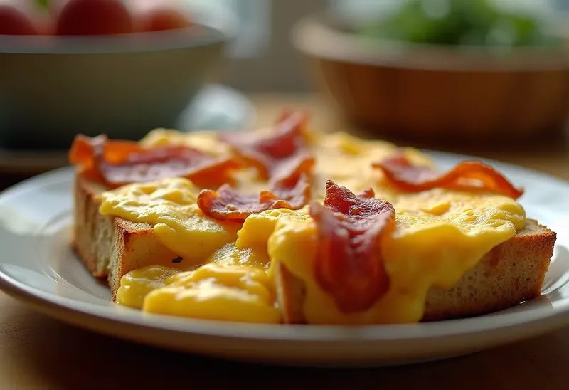 Pudding salé aux œufs et bacon croustillant