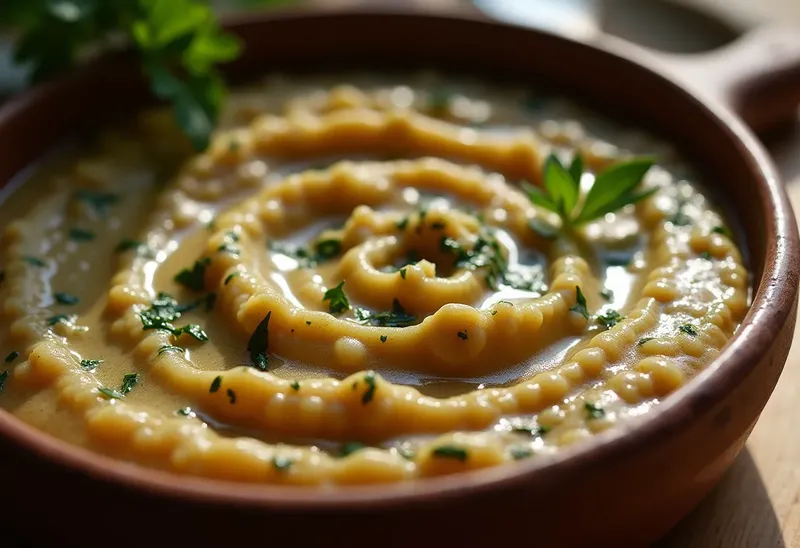 Purée d'aubergines onctueuse avec farce savoureuse