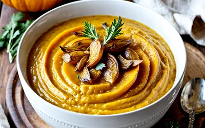 Purée de potimarron aux oignons caramélisés : recette facile et gourmande