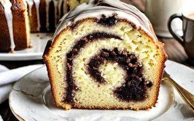 Recette facile de quatre-quarts marbré au café moelleux et gourmand