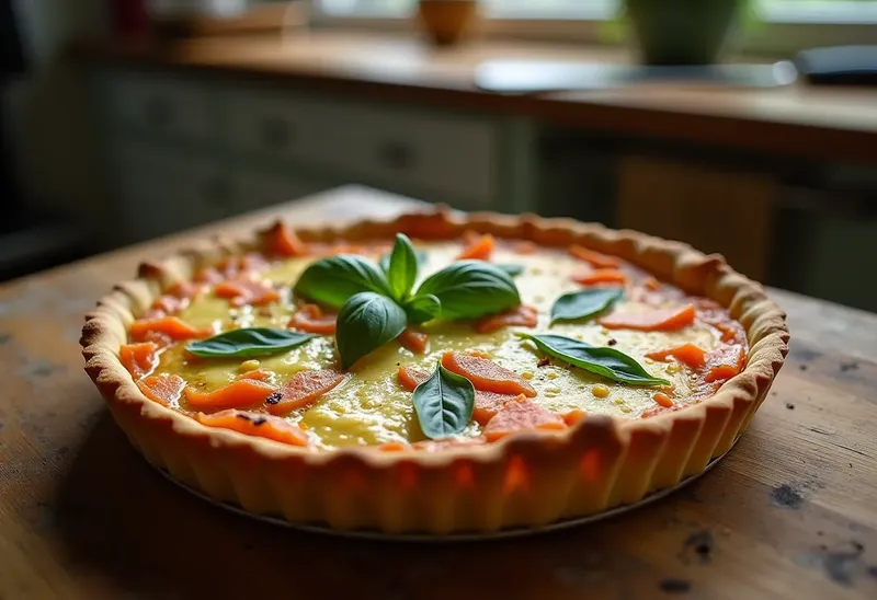 Quiche au saumon fumé et basilic : recette facile et gourmande