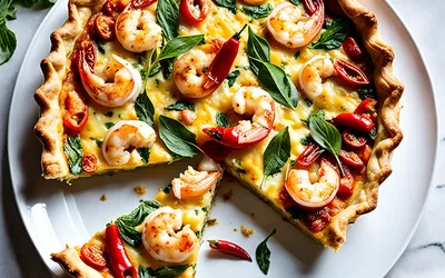 Quiche épicée aux crevettes et piments frais - Recette facile et savoureuse