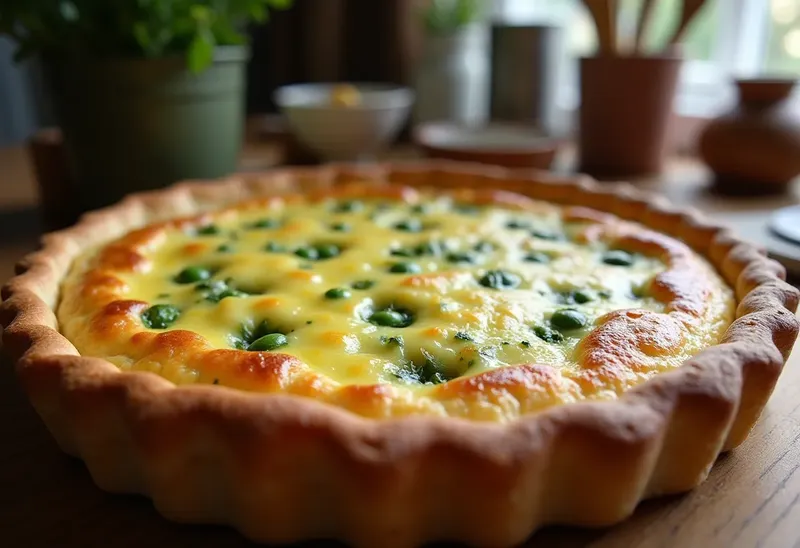 Quiche fromagère aux petits pois : recette facile et gourmande