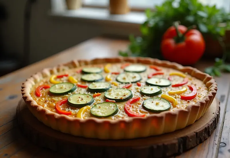 Quiche multicolore savoureuse aux légumes frais