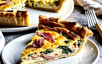 Image de la recette Quiche paysanne traditionnelle aux légumes et lardons