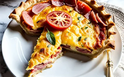 Recette facile de quiche à la tomate et jambon pour une personne