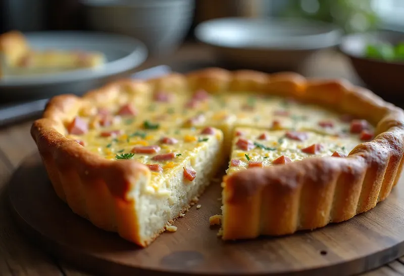 Quiche savoureuse au jambon, ricotta et mozzarella