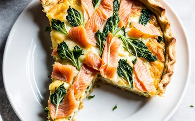 Recette facile de quiche au poireau et saumon fumé pour une personne